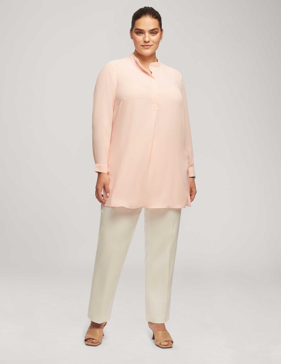 Grande Taille Anne Klein Long Sleeve Popover Blouse   | ZZW-8146303